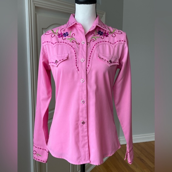 Panhandle Slim Embroidered rhinestones snap front western shirt rodeo barbie S - Picture 7 of 16